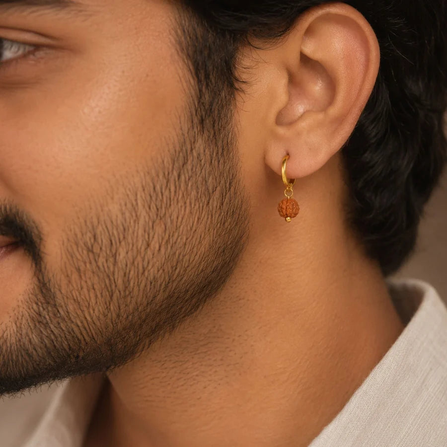 5 Mukhi Rudraksha Hoop Earrings - Pack of 2 Pairs