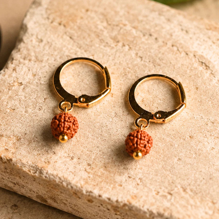 5 Mukhi Rudraksha Hoop Earrings - Pack of 2 Pairs