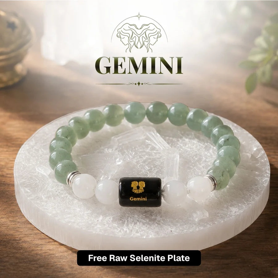 Green Aventurine & Milky Quartz Zodiac Band for Gemini (मिथुन राशि)Green Aventurine & Milky Quartz Zodiac Band for Gemini (मिथुन राशि)