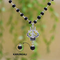 Silver Plated Karungali Necklace with Trishool PendantSilver Plated Karungali Necklace with Trishool Pendant