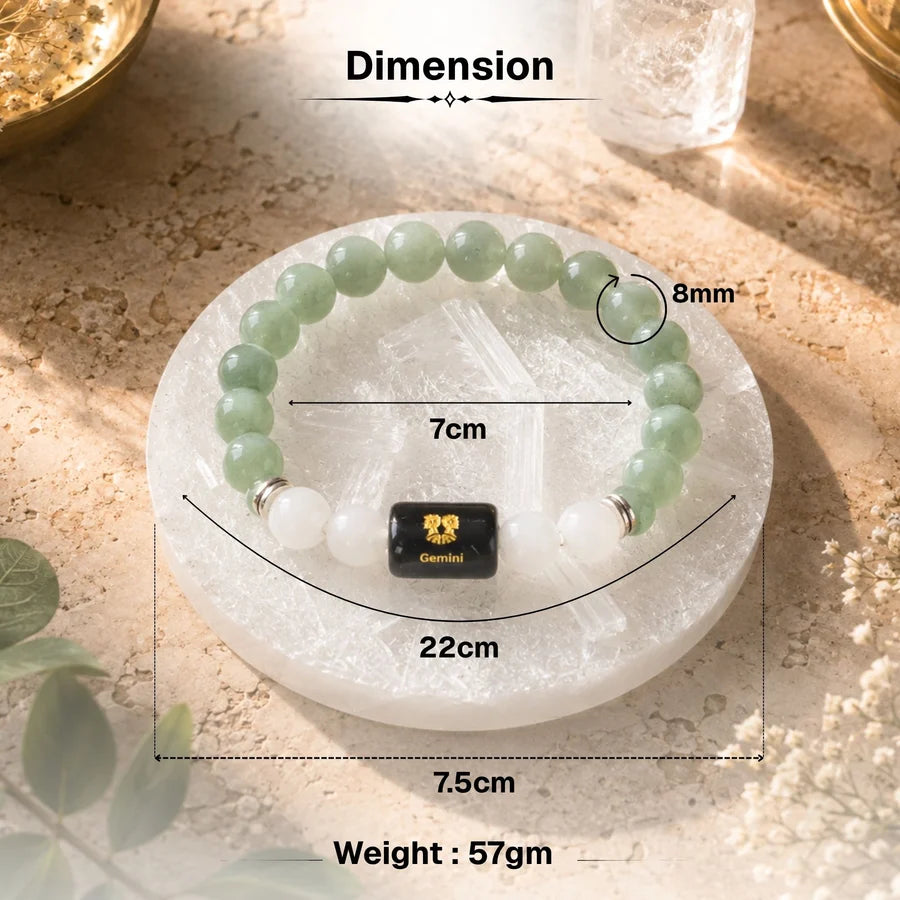 Green Aventurine & Milky Quartz Zodiac Band for Gemini (मिथुन राशि)Green Aventurine & Milky Quartz Zodiac Band for Gemini (मिथुन राशि)
