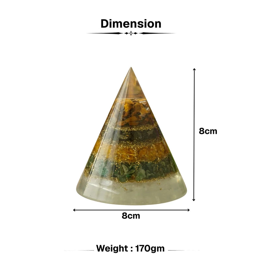 Money Magnet Conical Pyramid with Selenite Base for Vaastu