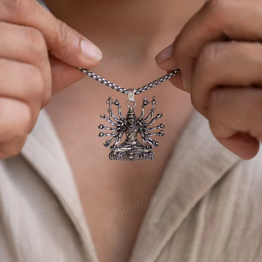 Oxi-Silver Plated Shiv Yogi Necklace