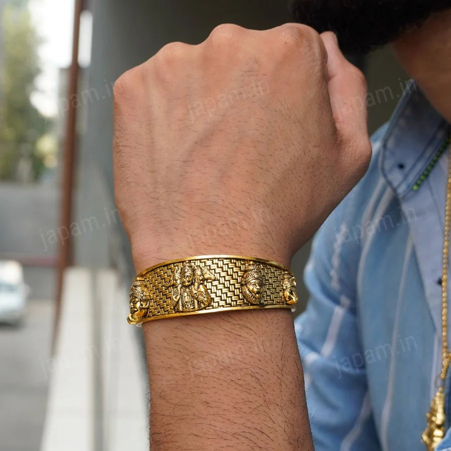 Gold Plated Panchmukhi Hanuman Ji Necklace & Bracelet Combo