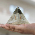 Wealth Amplifier Pyramid with Pyrite & Selenite Stones for Vaastu